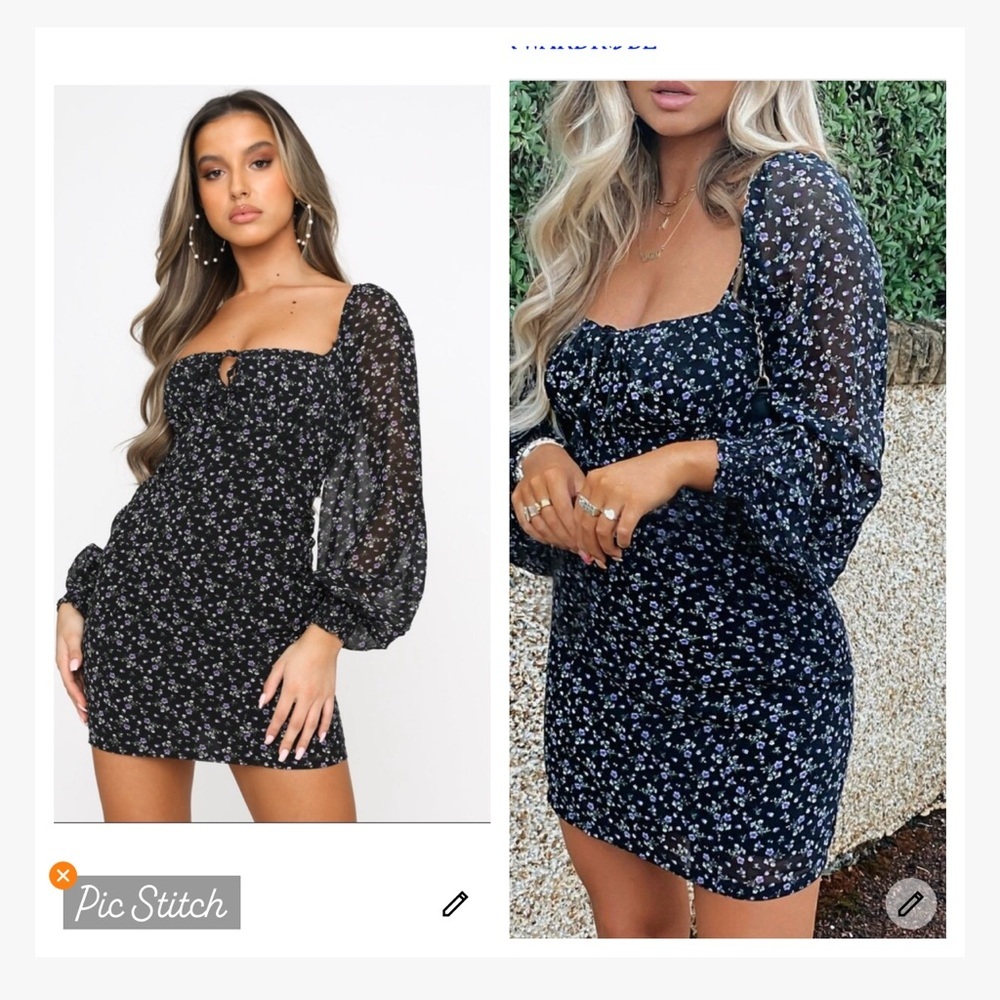 White Fox Marina Mini Dress Black Floral